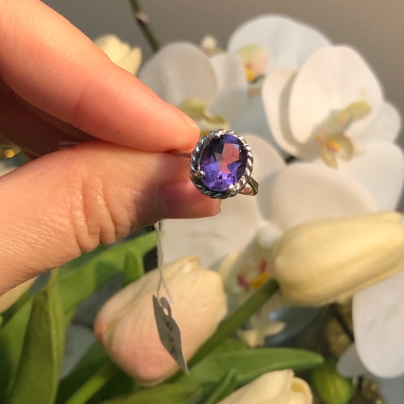 🚫SOLD- 925 Sterling Silver Natural Oval Cut Amethyst Ring - Picture 8 of 10